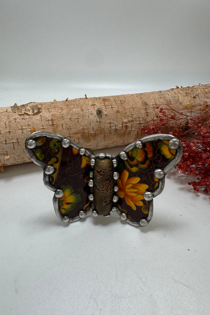 Butterfly Recycled Tin Cuff Bracelet w/ Gemstone Style 7