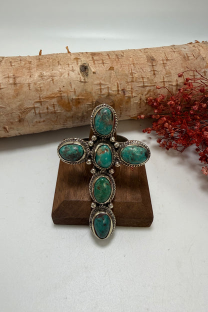 Stoned Turquoise Cross Ring