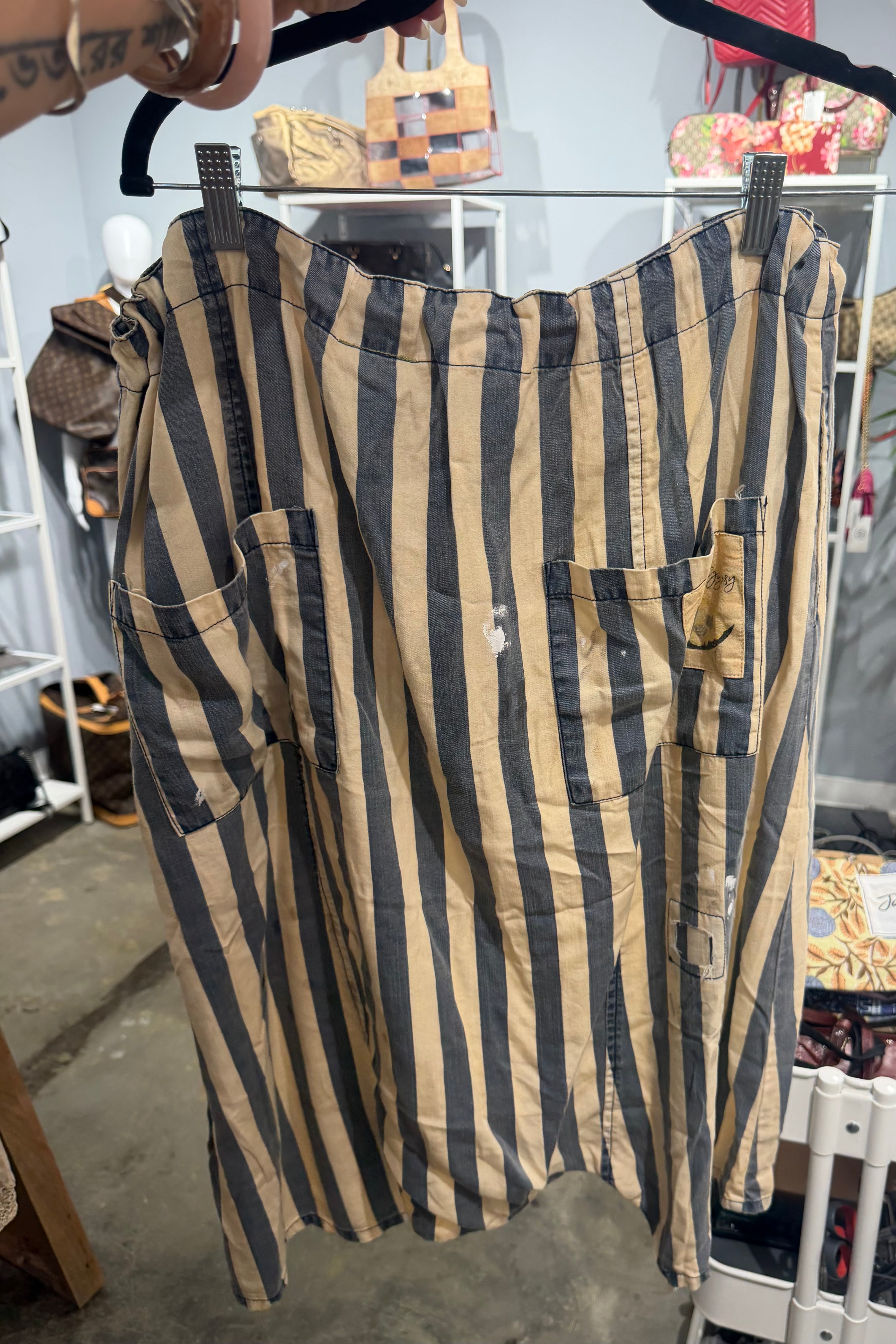 Preorder - Earthsong Harem Pants - Chambray Stripes