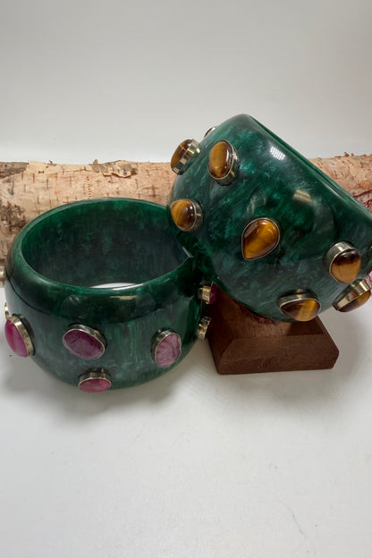 Green Bangles w/ Gemstone