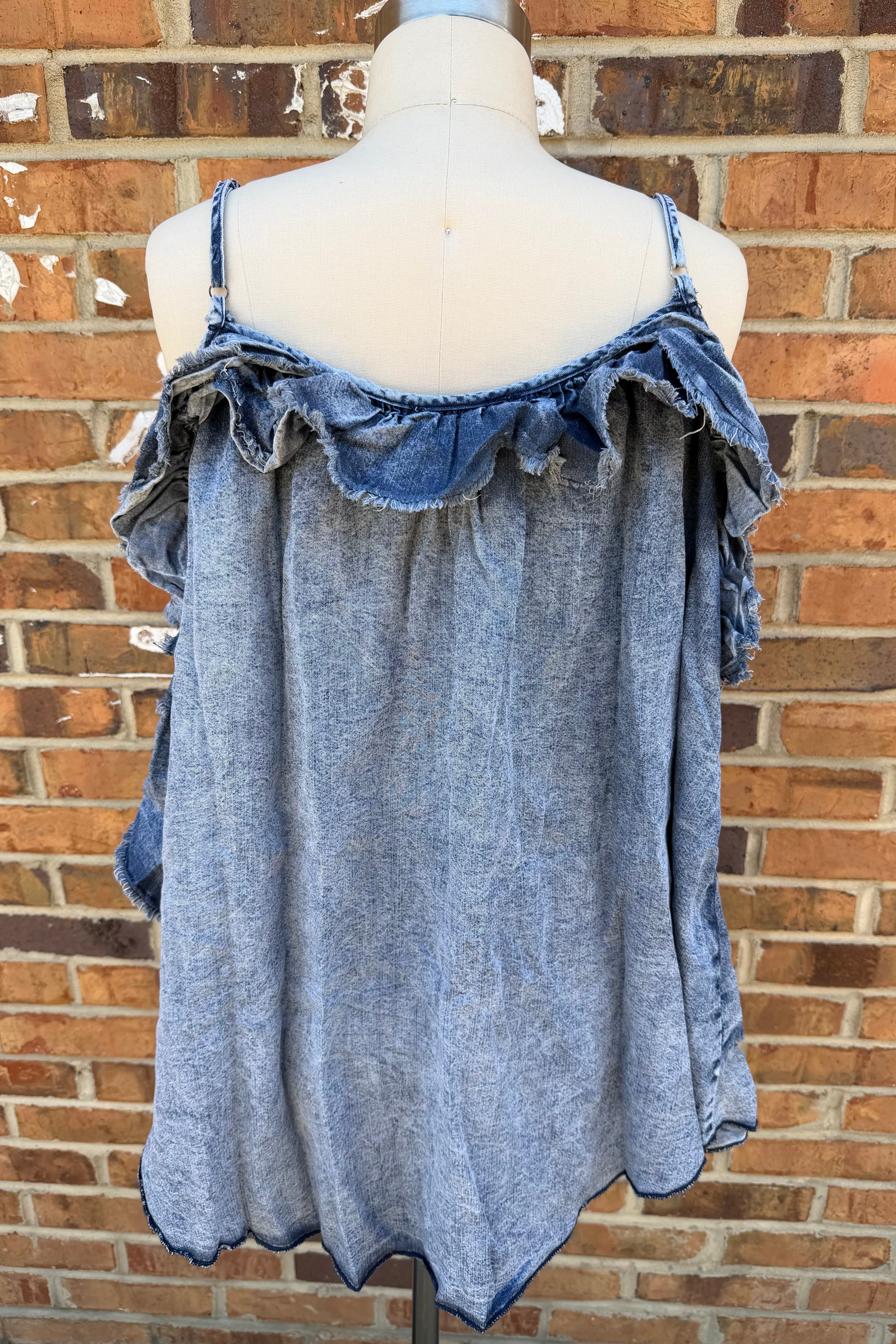 Ruffle Denim Tank