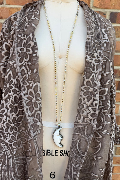 OOAK Long Crescent Moon Necklace