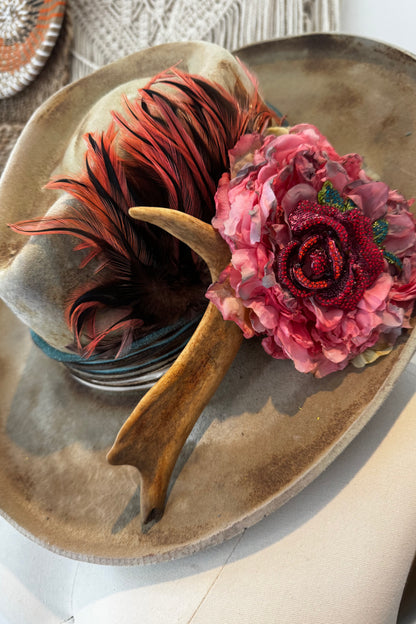 Jazzy Afternoon Cowgirl Hat w/ Antler Detail