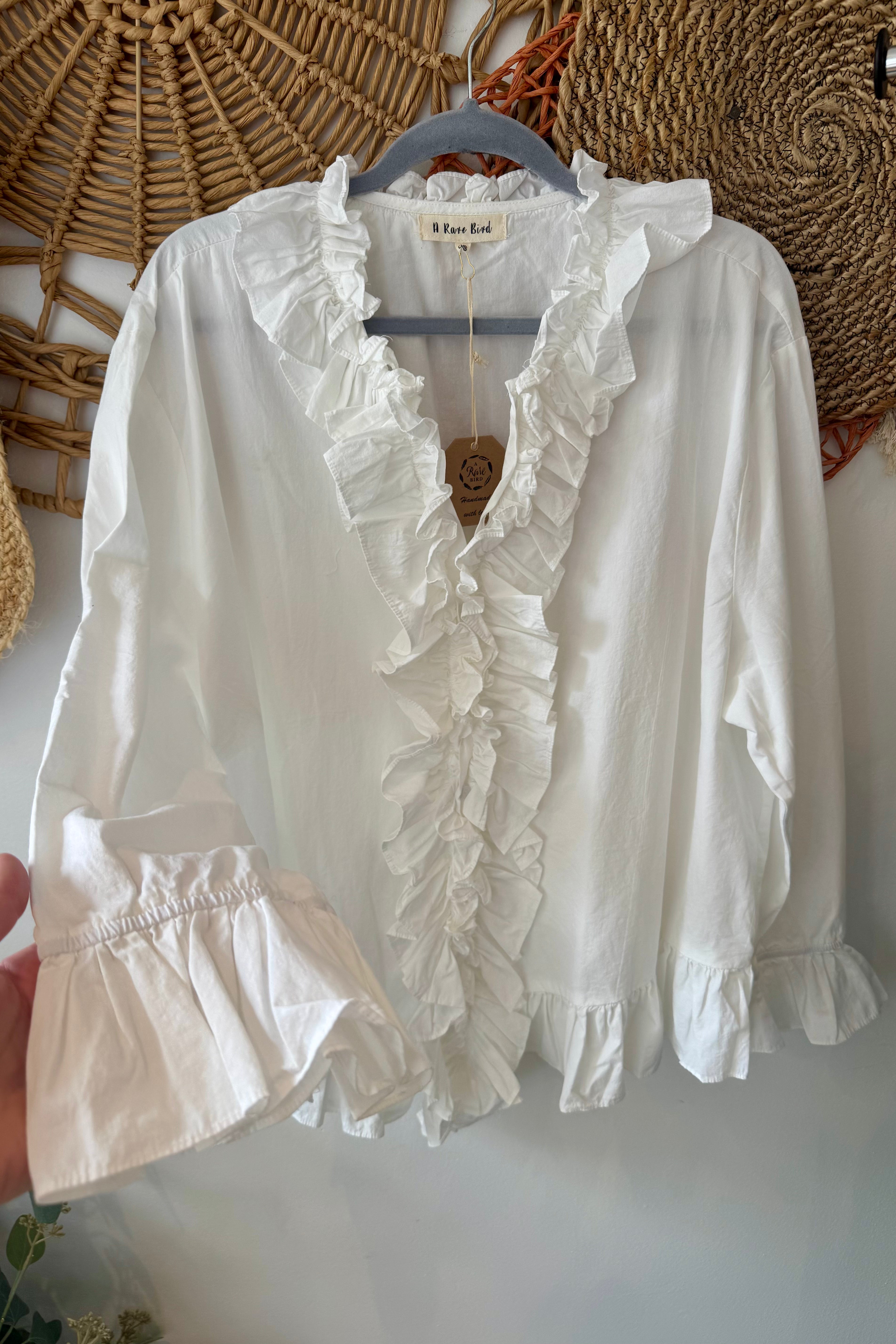 White Ruffle Top