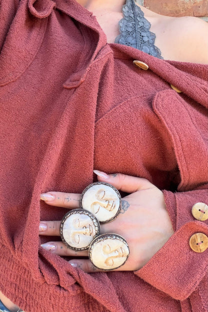 Moody Moon Face Ring