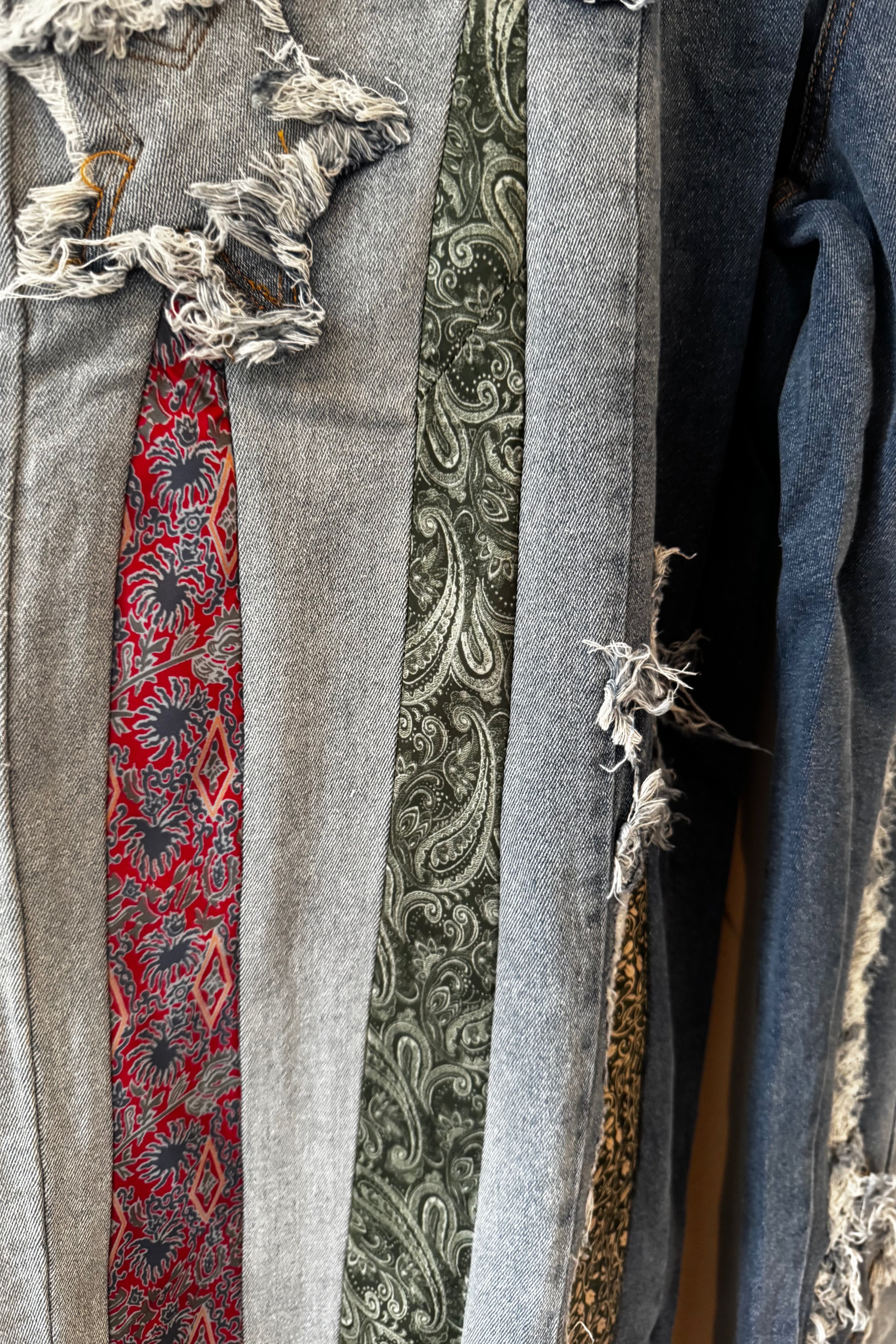 All Tied Up - Abstract One of a Kind Denim Flare Pant