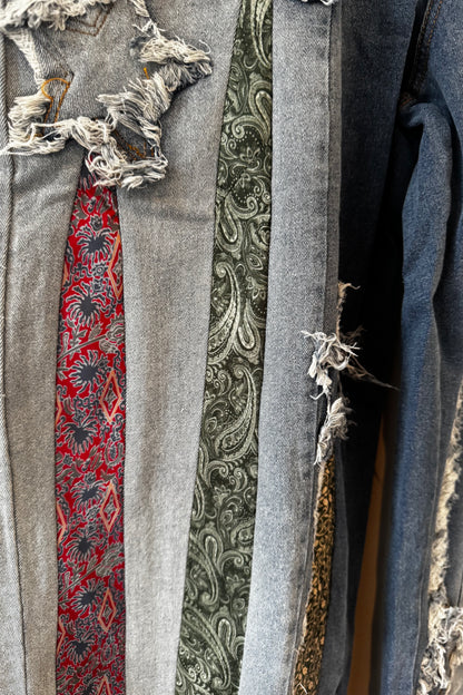All Tied Up - Abstract One of a Kind Denim Flare Pant