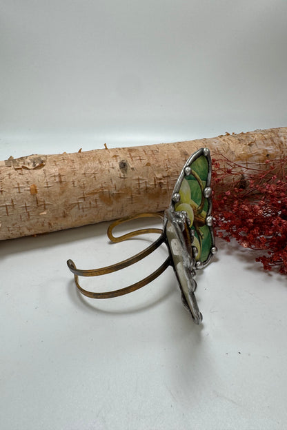 Butterfly Recycled Tin Cuff Bracelet w/ Gemstone Style 17