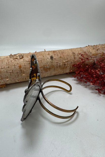 Butterfly Recycled Tin Cuff Bracelet w/ Gemstone Style 2