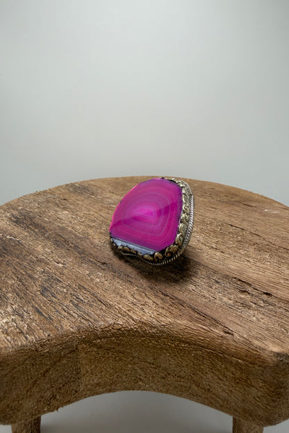 Agate Slab Ring in Pinks