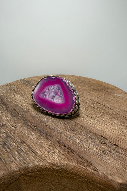 Agate Slab Ring in Pinks
