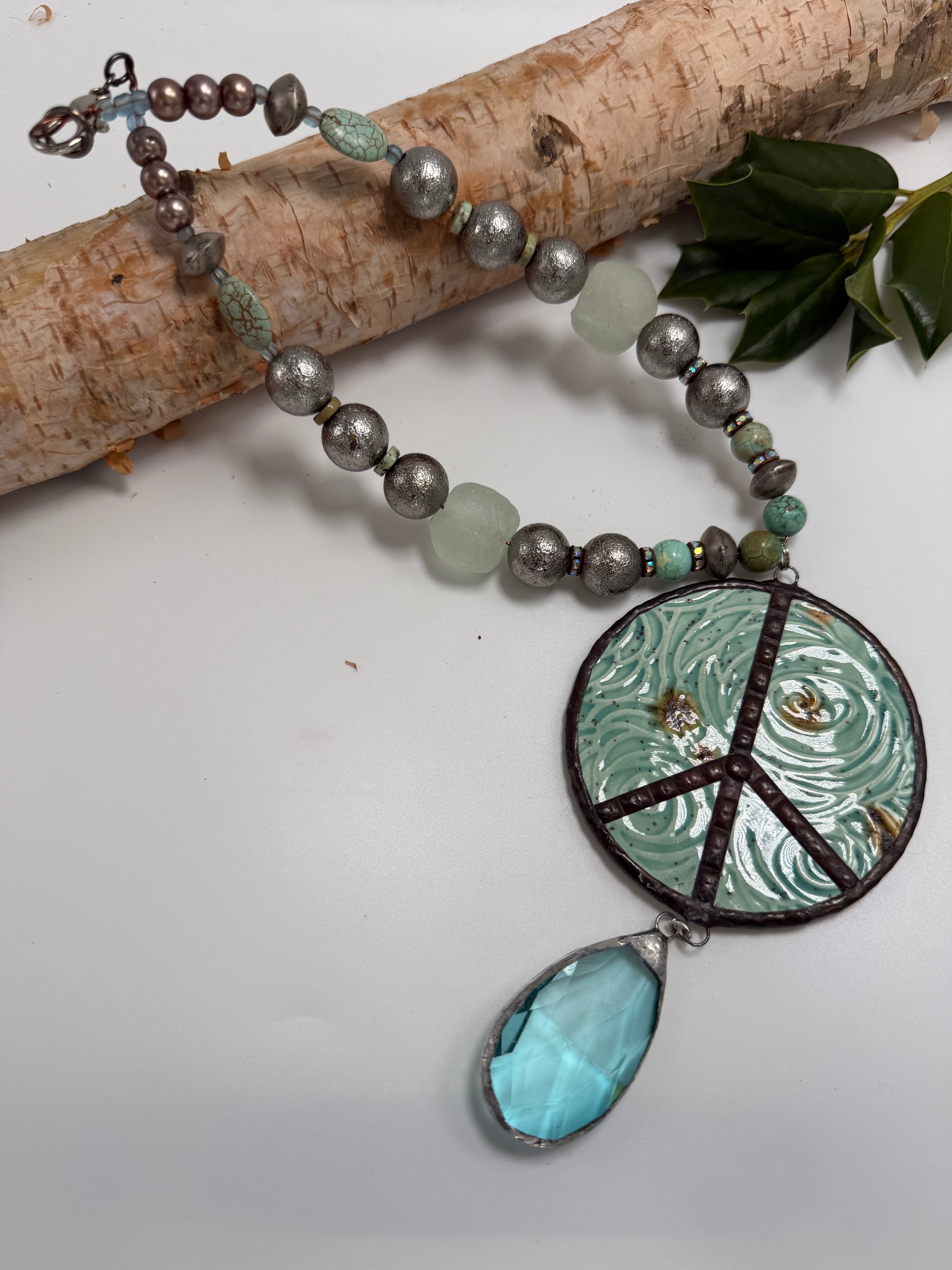 Peace Necklace in Blues