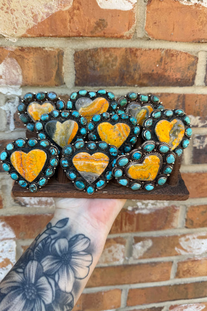 Bumble Bee Jasper Heart in Blues