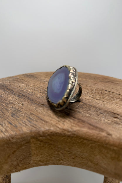 Agate Geode Slab Ring in Blues