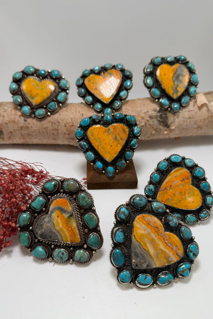 Bumble Bee Jasper Heart in Blues