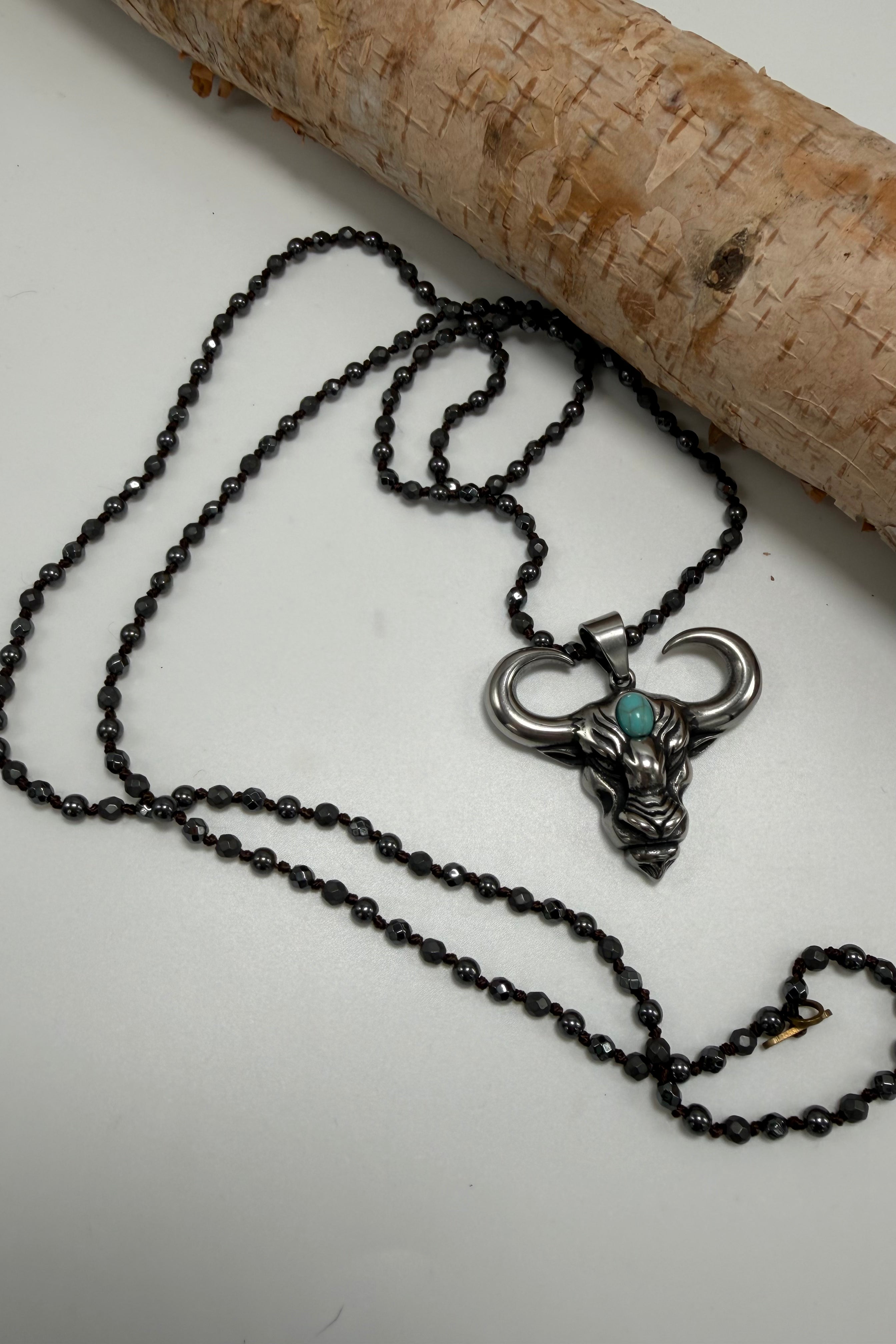 Silver Steer Corded Necklace