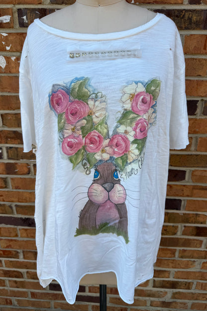 Bunny Flower Girl Tattered Tee