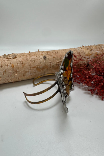 Butterfly Recycled Tin Cuff Bracelet w/ Gemstone Style 3