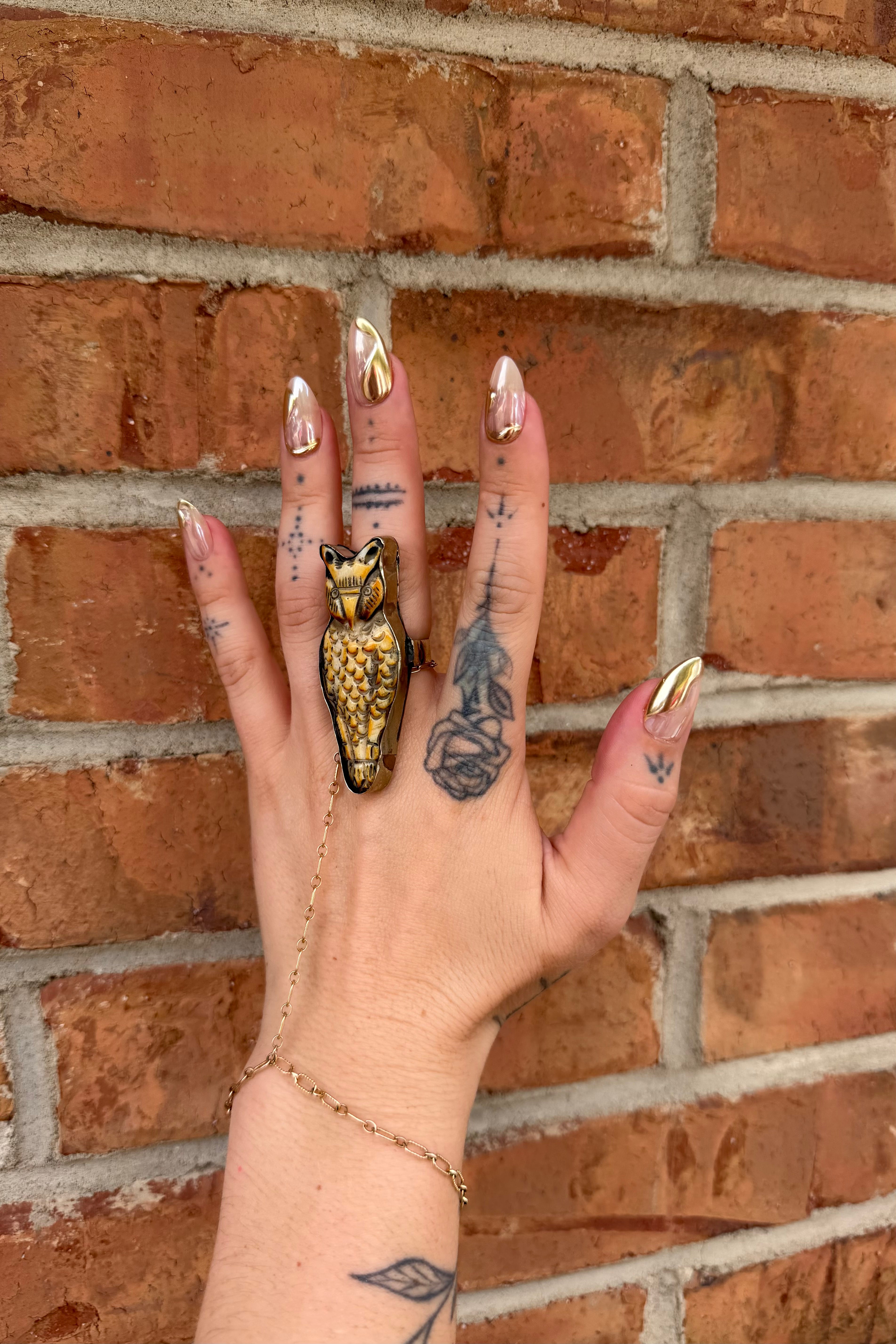 Stained Owl Ring