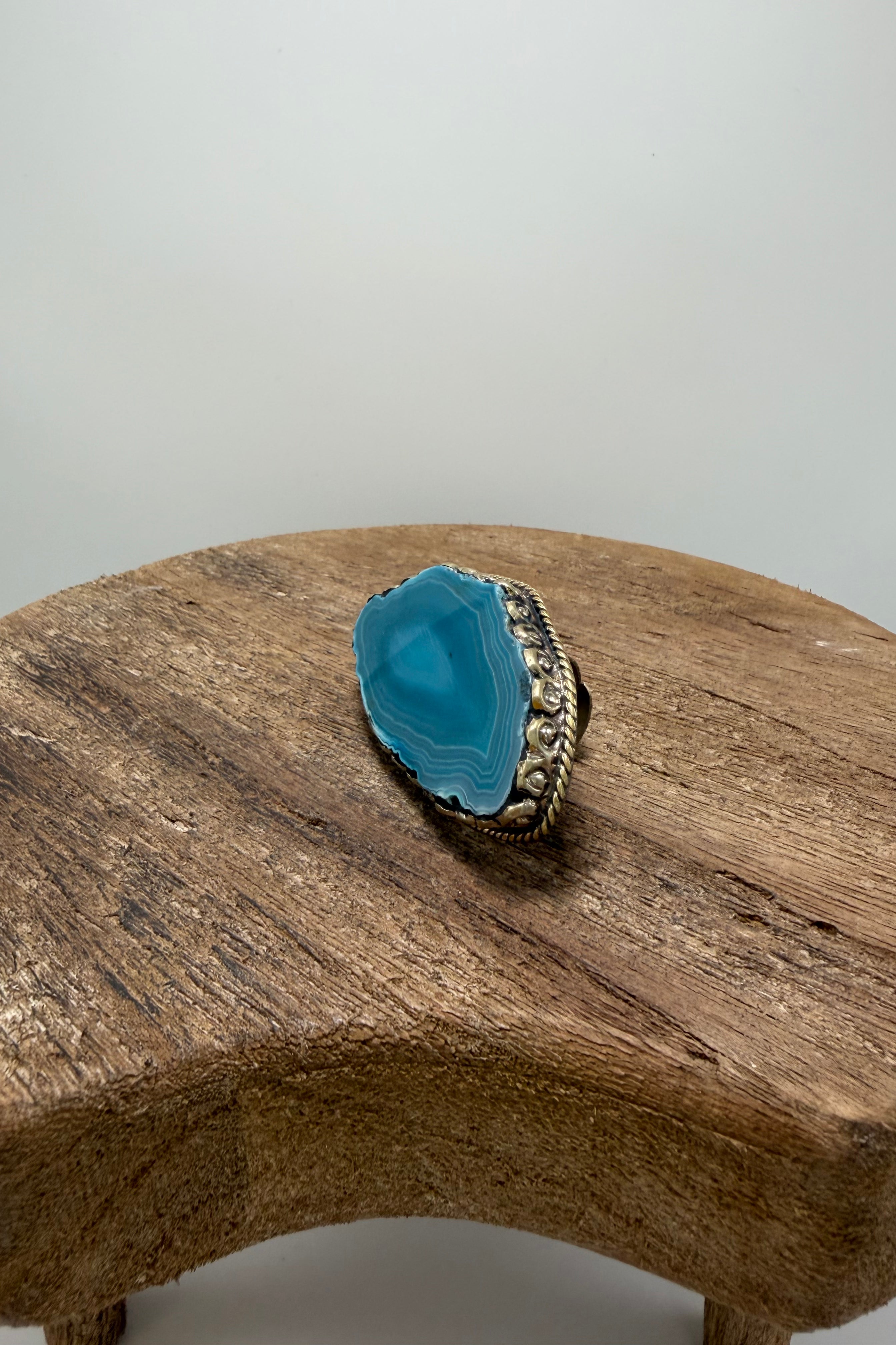 Agate GeodeSlab Rings In Bright Blues