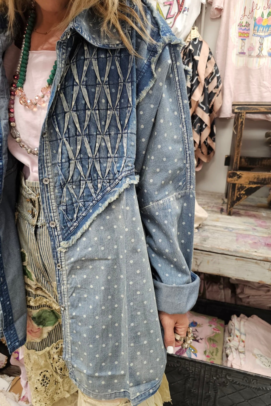 Denim Polka Dot Shirt
