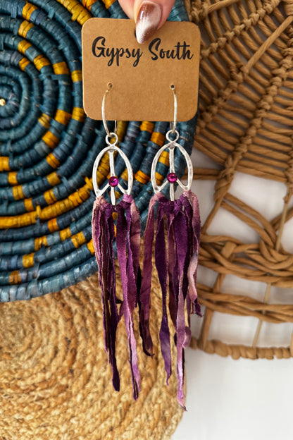 Dyed Fringe Peace Sign  Earrings