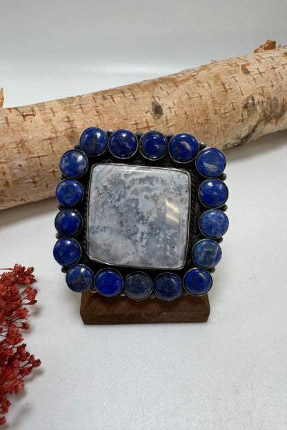 Blue Squared Stone Ring