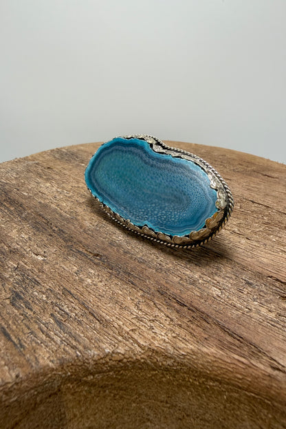 Agate GeodeSlab Rings In Bright Blues