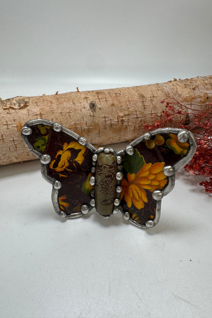Butterfly Recycled Tin Cuff Bracelet w/ Gemstone Style 15