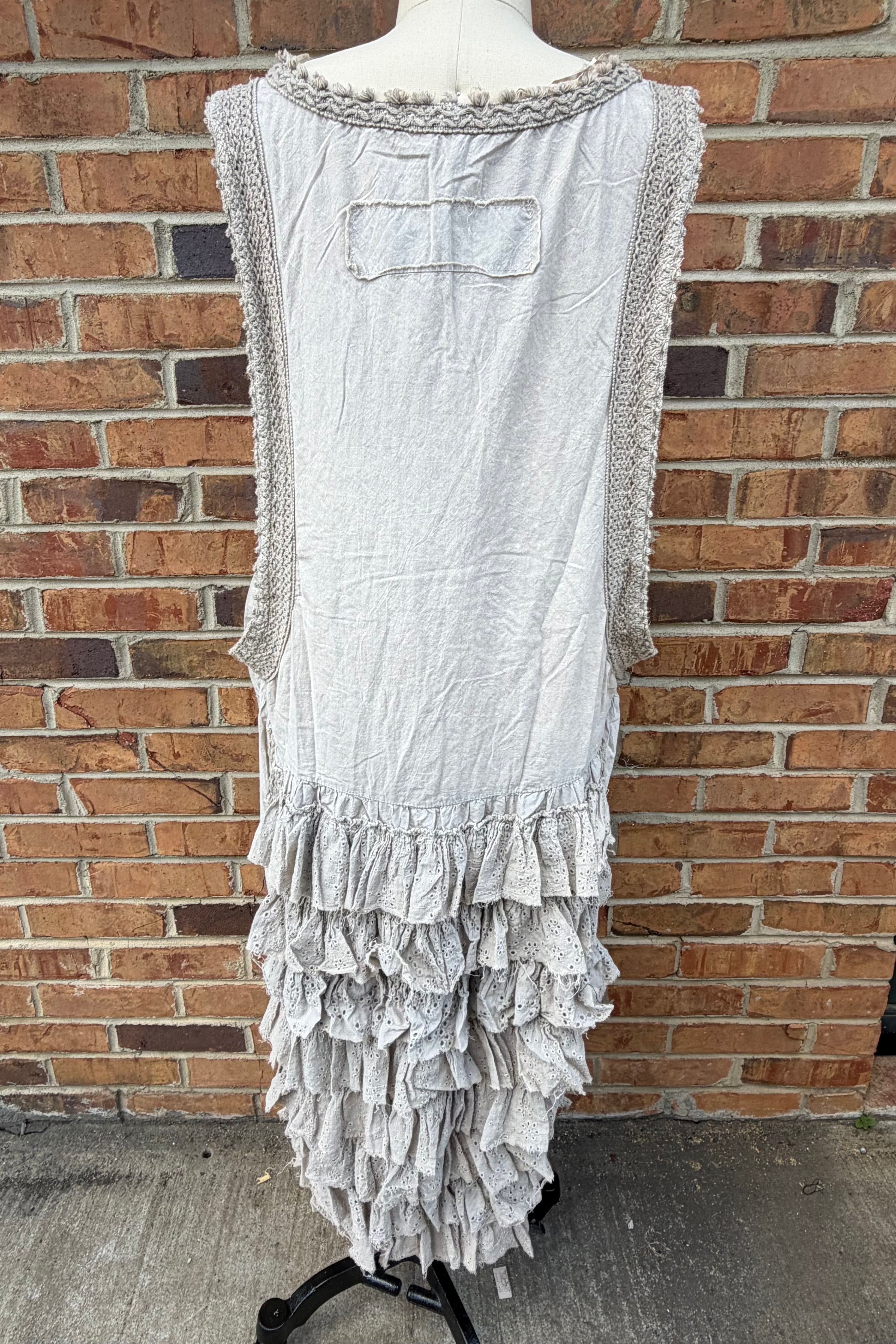 Veronica Sleeveless Ruffle Hi Lo Top in Taupe
