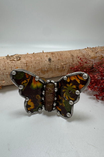 Butterfly Recycled Tin Cuff Bracelet w/ Gemstone Style 5