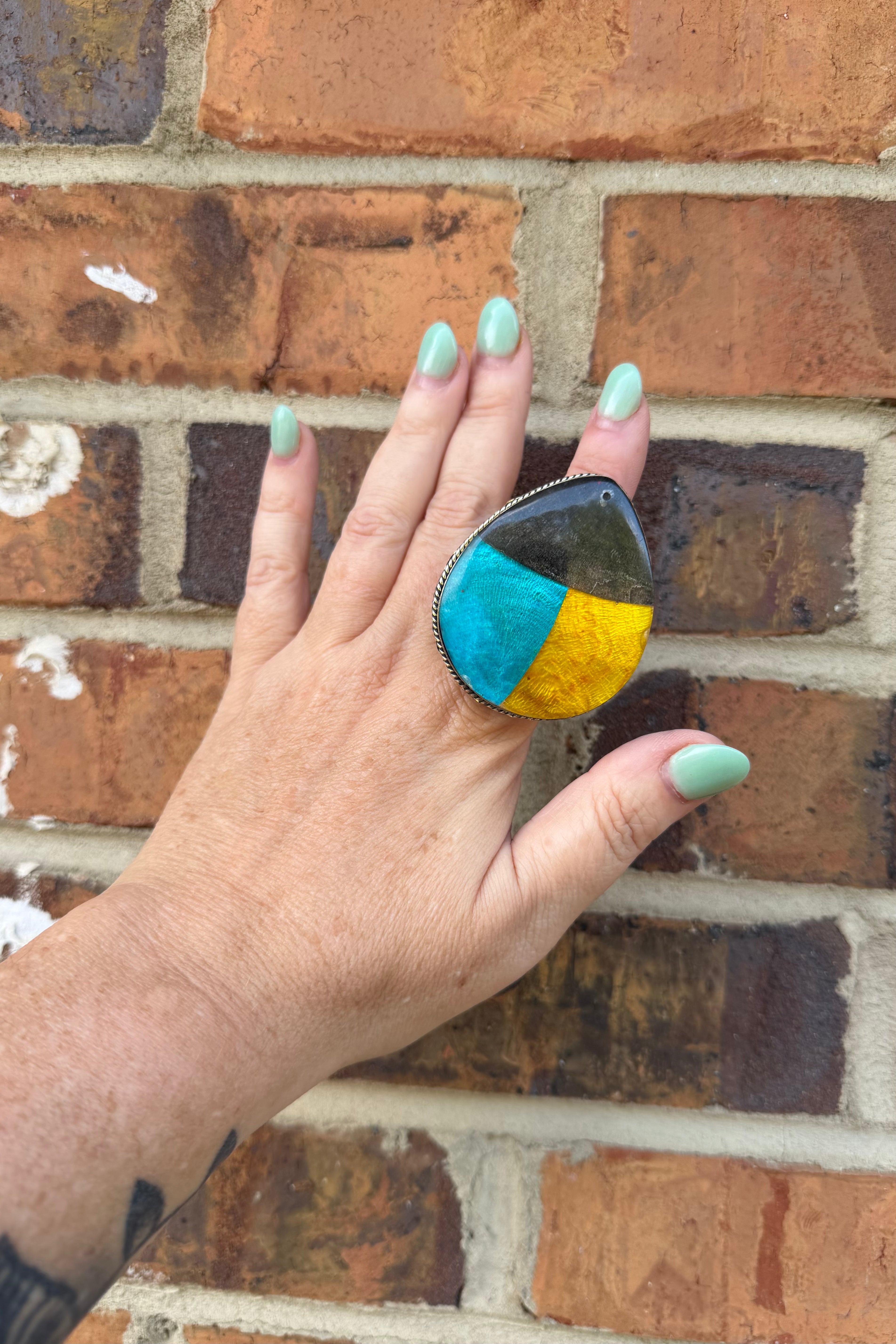 Many Colors Teardrop Ring