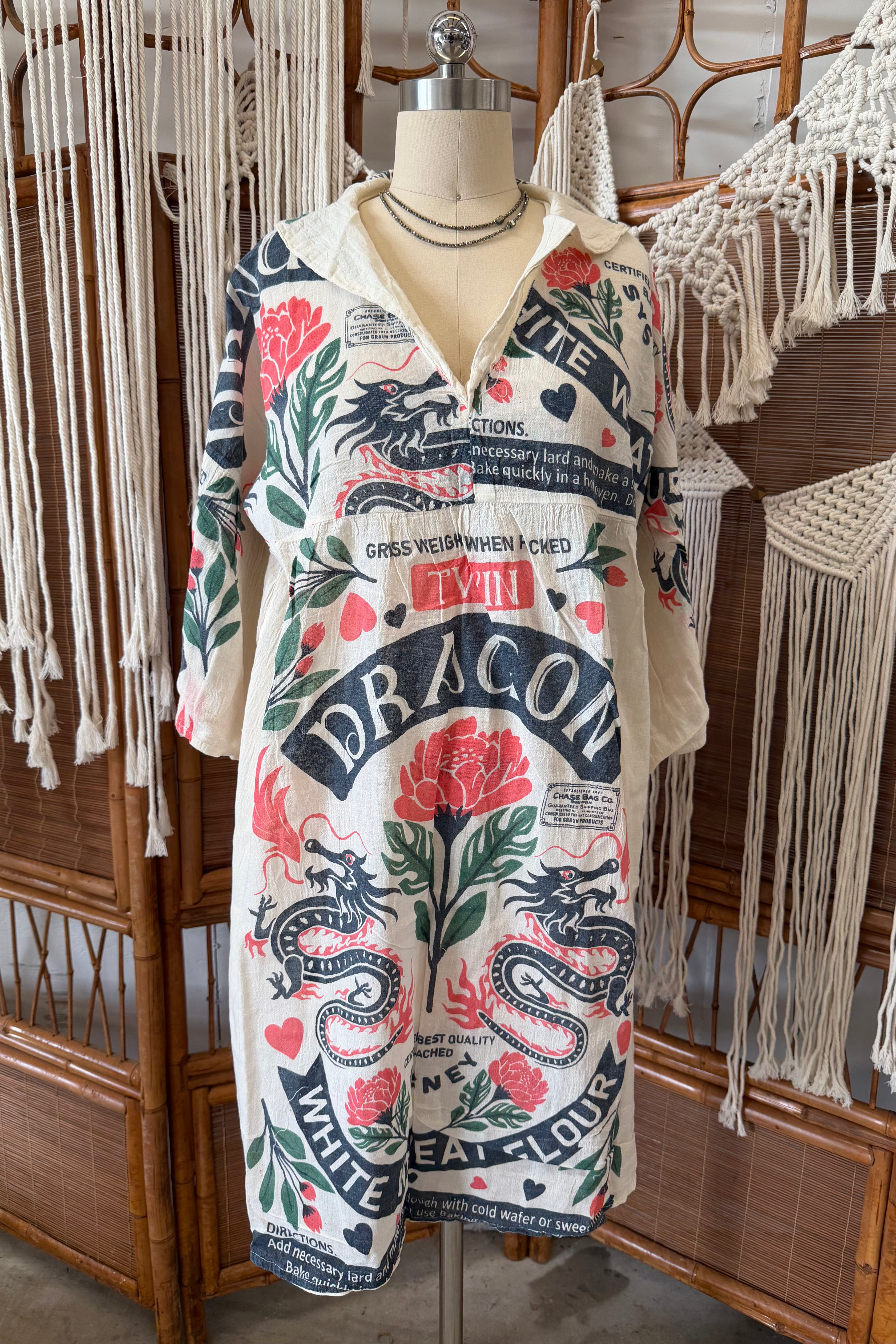 The Dragon  Collard Lightweight Cotton Midi Dress