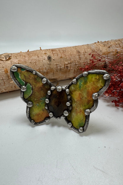 Butterfly Recycled Tin Cuff Bracelet w/ Gemstone Style 19