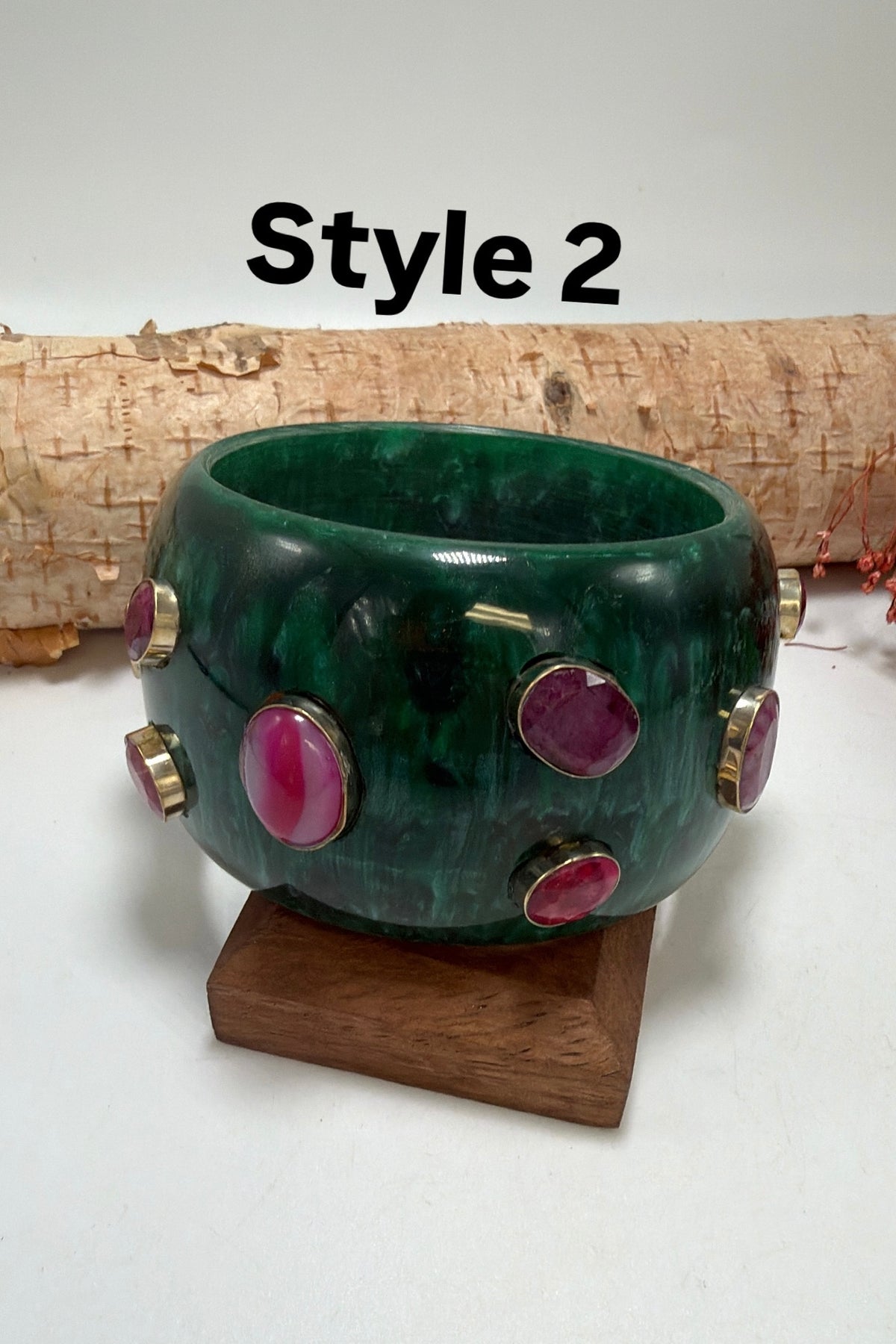 Green Bangles w/ Gemstone