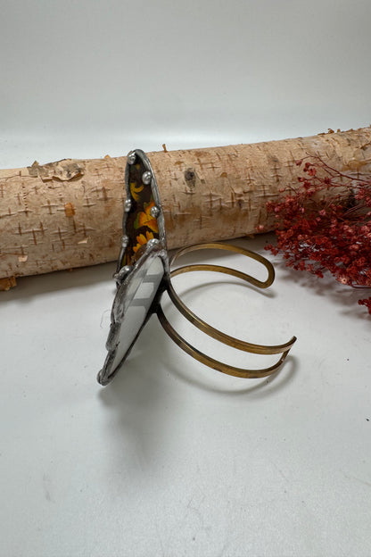 Butterfly Recycled Tin Cuff Bracelet w/ Gemstone Style 6