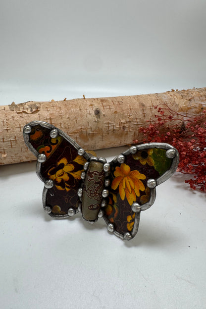 Butterfly Recycled Tin Cuff Bracelet w/ Gemstone Style 2