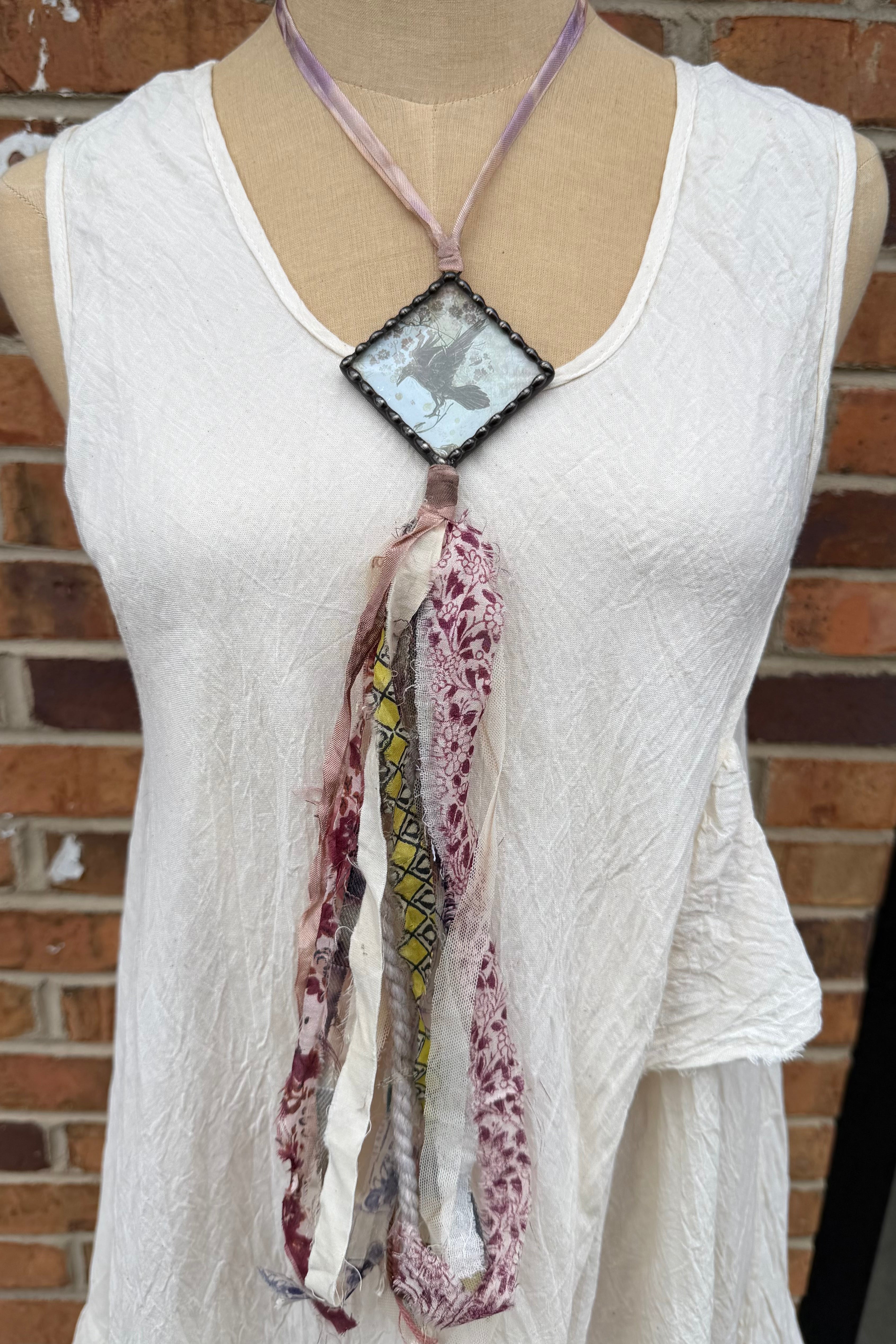 Crow Mixed Fabric Necklace