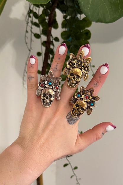 Statement Golden/Silver Sugar Skull Ring