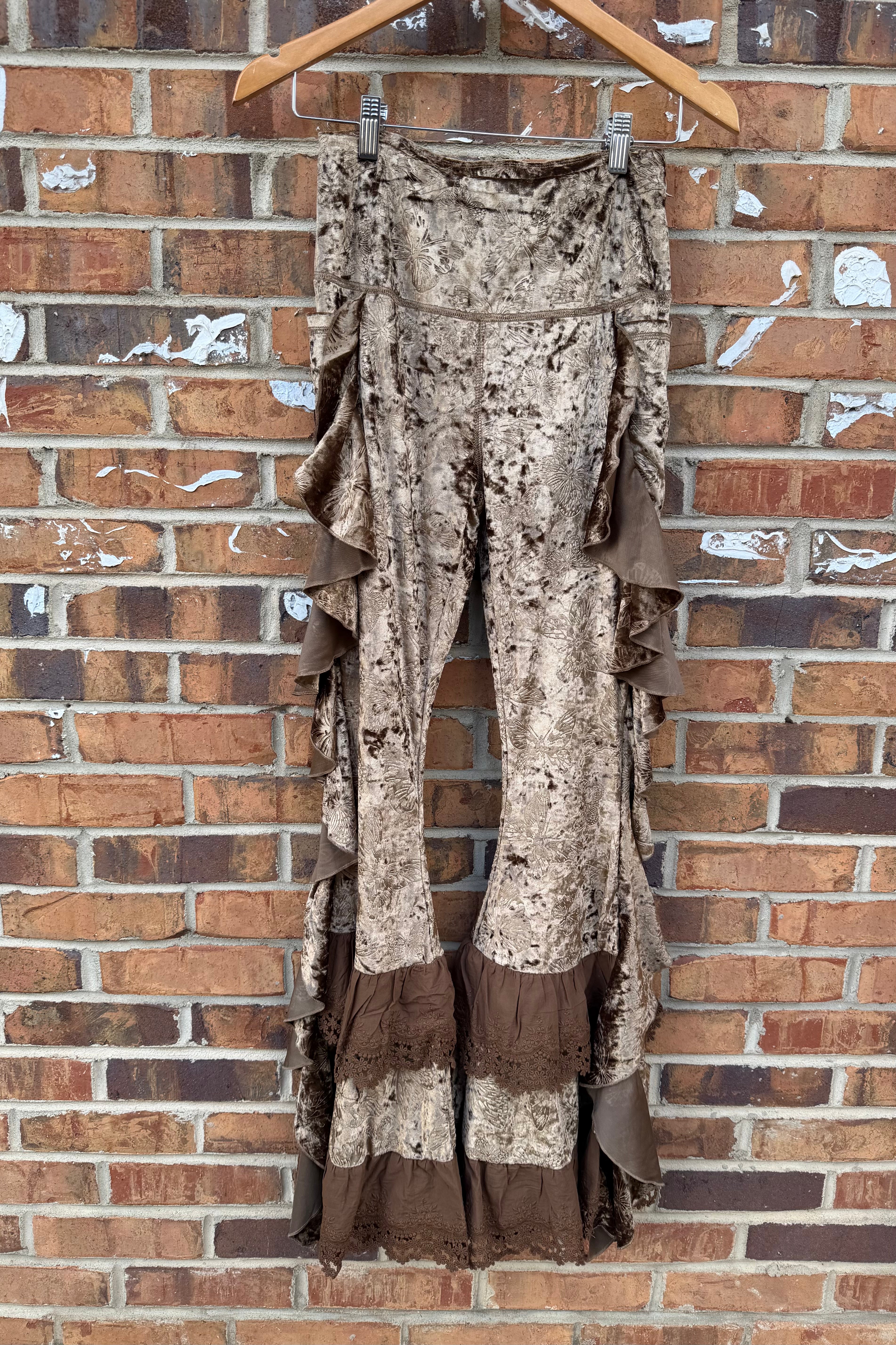 Velvet Butterfly Ruffle Pants