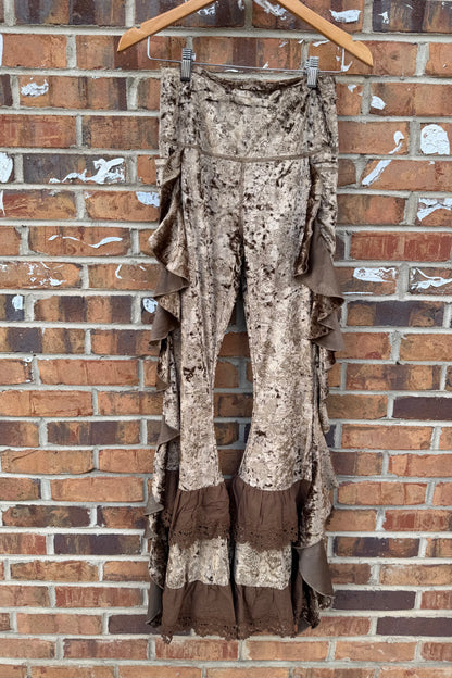 Velvet Butterfly Ruffle Pants