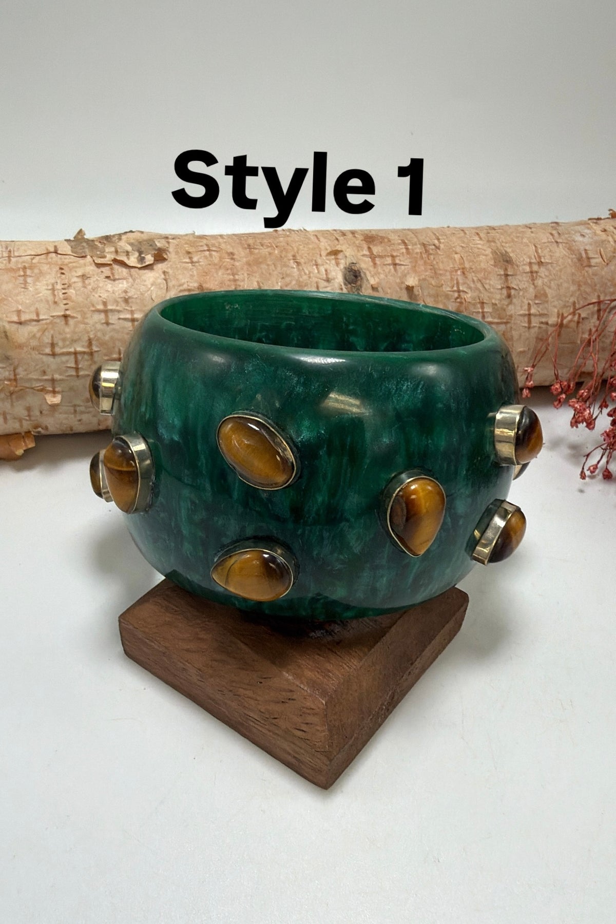 Green Bangles w/ Gemstone