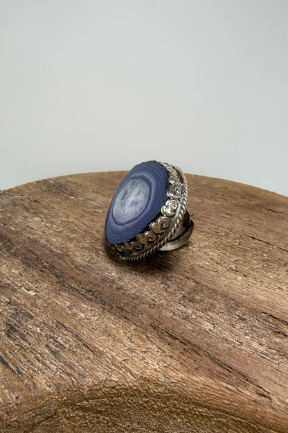 Agate Geode Slab Ring in Blues