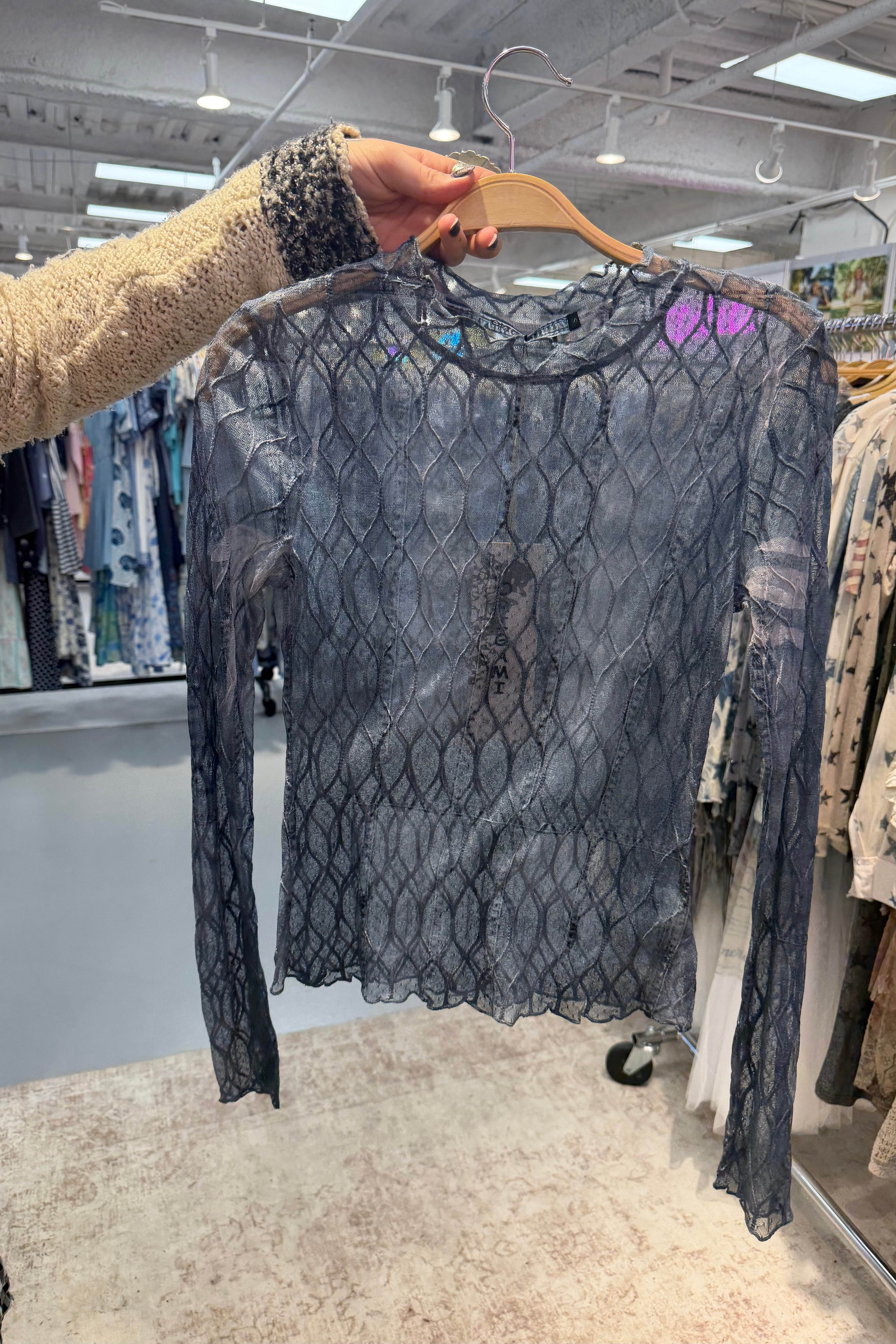 Denim Print Layering Top