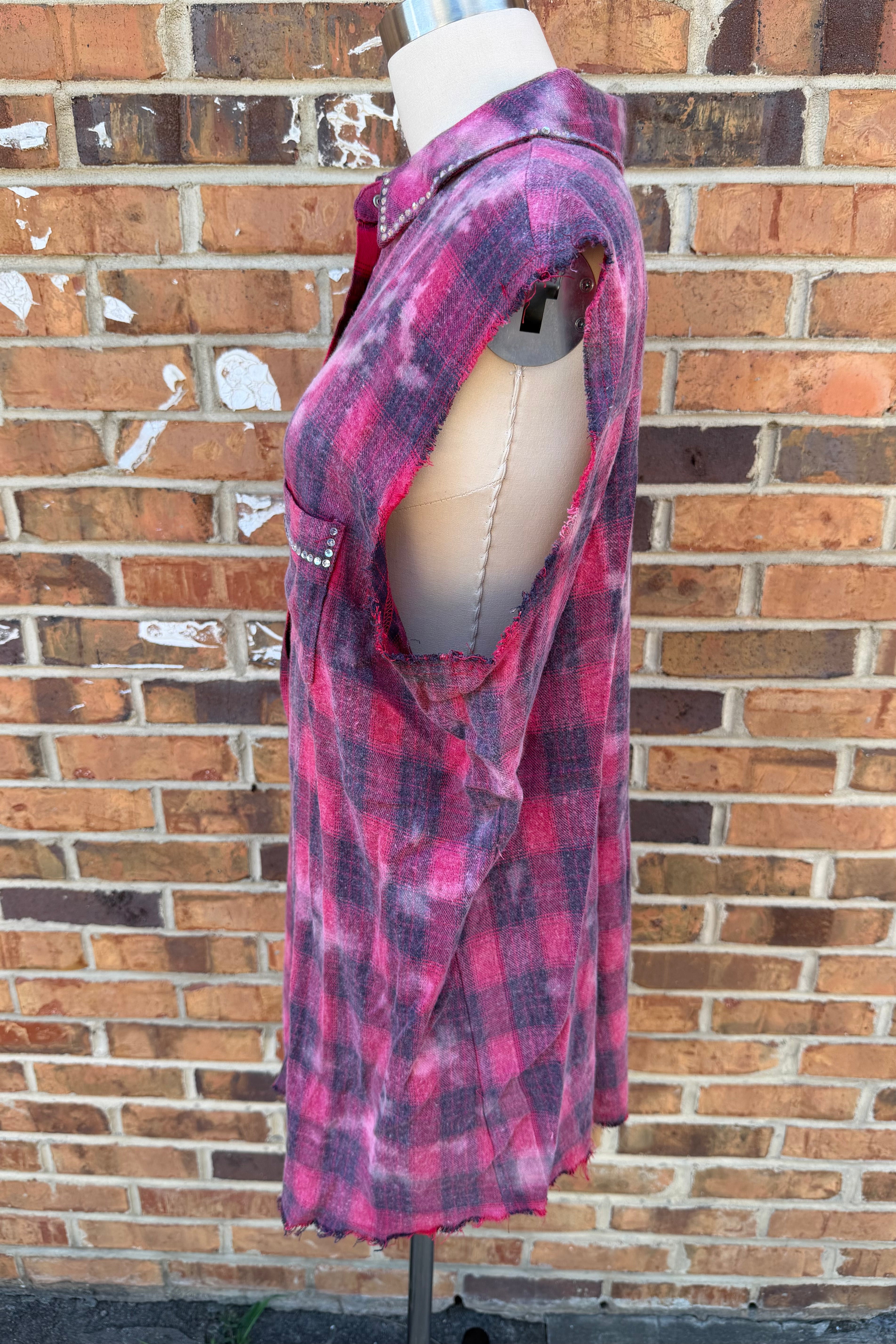 Red Plaid Button down Top