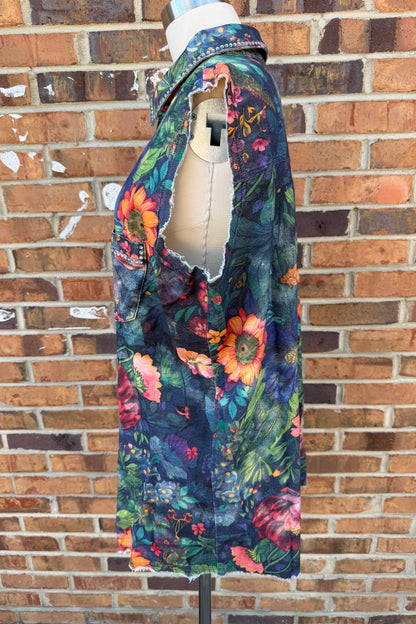 Jeweled Sleeveless Button Up Vest