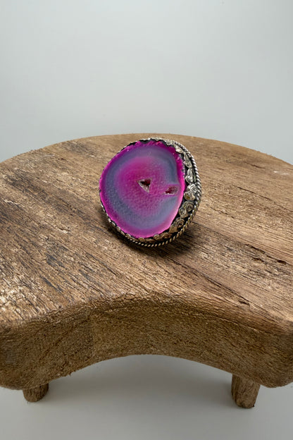 Agate Slab Ring in Pinks