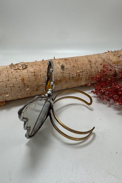 Butterfly Recycled Tin Cuff Bracelet w/ Gemstone Style 13