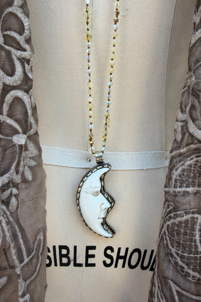 OOAK Long Crescent Moon Necklace