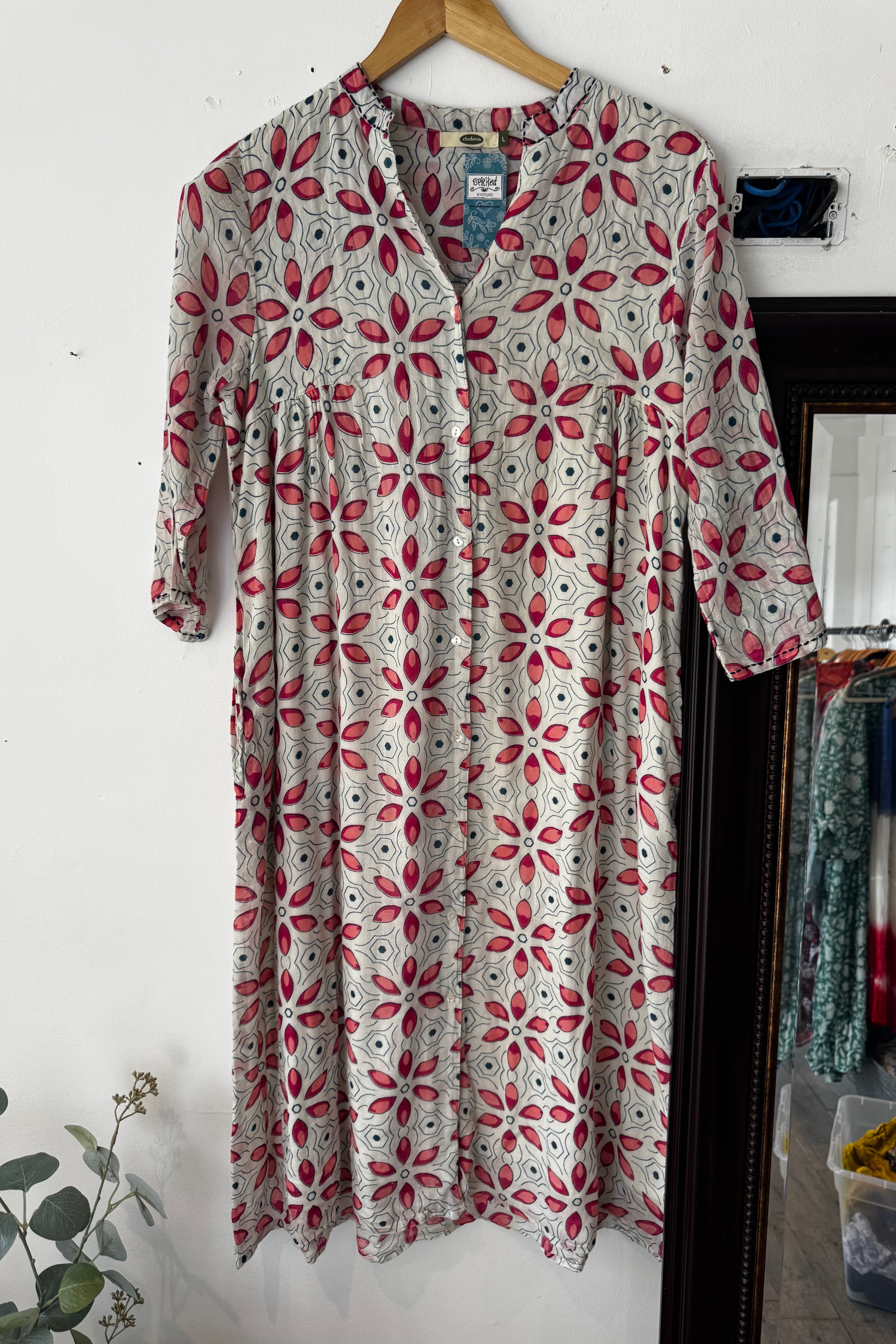 Sale - Dolma Pink and White Dress